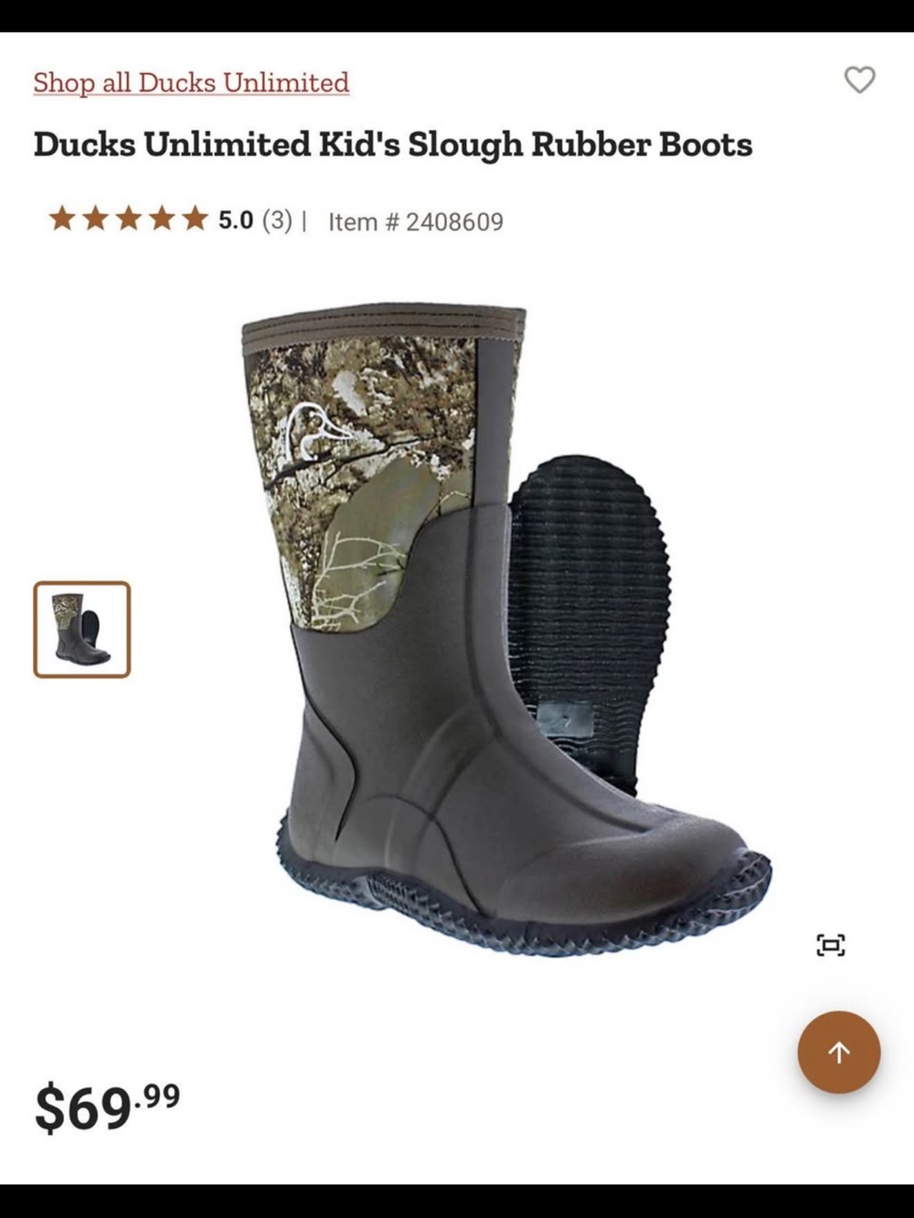 Ducks Unlimited Kids' Waterproof Camo Rain & Snow Boots - Brown/Camo